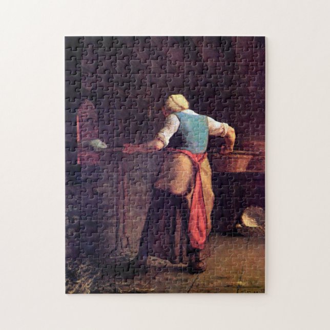 Woman Baking Bread, Jean-Francois Millet Pussel (Vertikal)