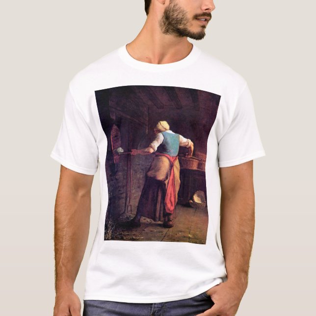 Woman Baking Bread, Jean-Francois Millet T Shirt (Framsida)