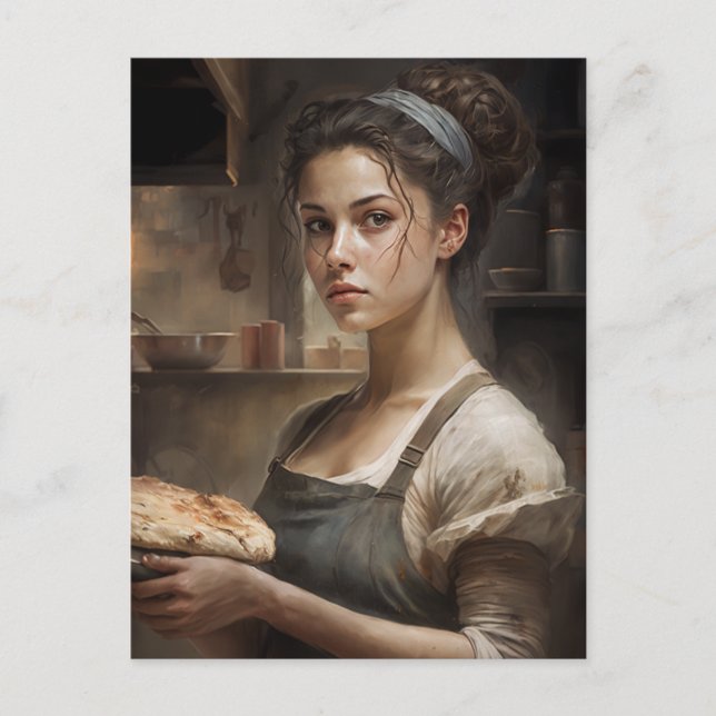 Woman Baking Bread Vykort (Framsida)