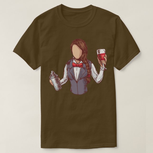 Woman Bartender T Shirt (Design framsida)