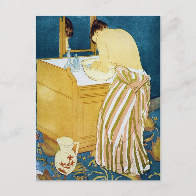Woman Bathing Mary Cassatt Vykort (Framsida)