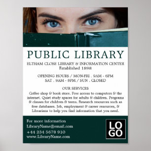 Woman Behind Bok, Bibliotek Advertising Poster