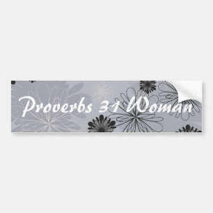 Woman Black och Grått Blommigt Proverbs 31 Bildekal