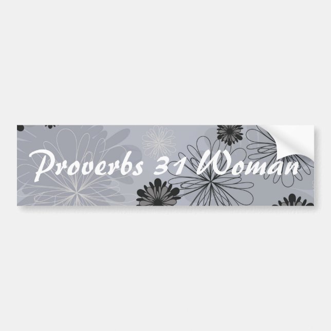 Woman Black och Grått Blommigt Proverbs 31 Bildekal (Framsidan)