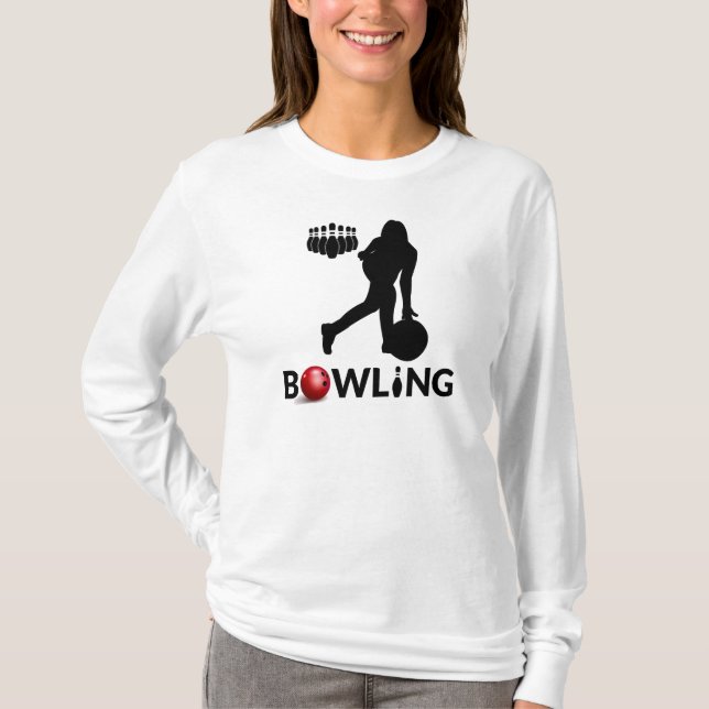Woman Bowling Långärmad T-Shirt (Framsida)