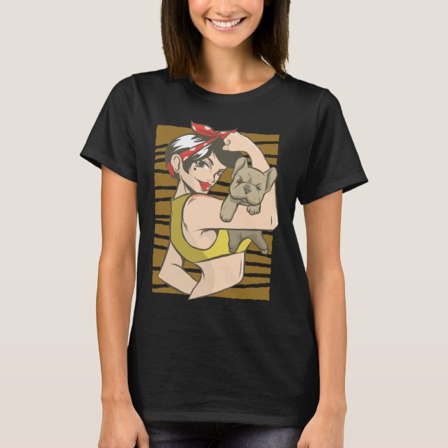 Woman Bulldog Pinup T Shirt (Framsida)