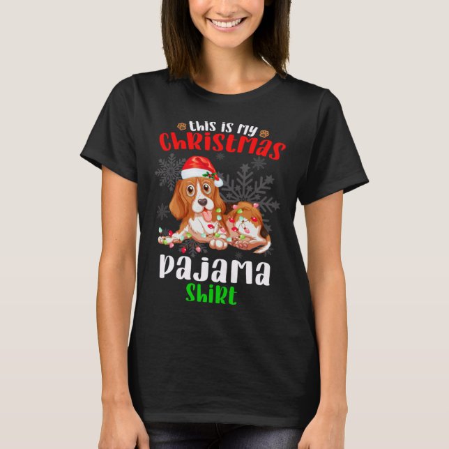 Woman Christmas This Is My Pijama American Foxhoun T Shirt (Framsida)