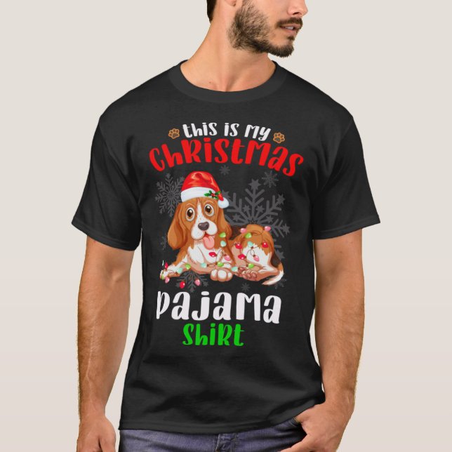 Woman Christmas This Is My Pijama American Foxhoun T Shirt (Framsida)
