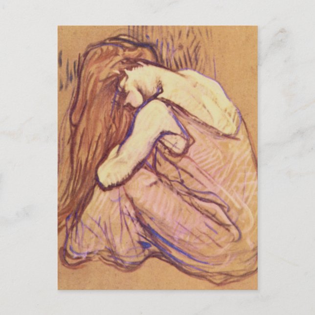 Woman Combing her Hair by Henri de Toulouse-Lautre Vykort (Framsida)