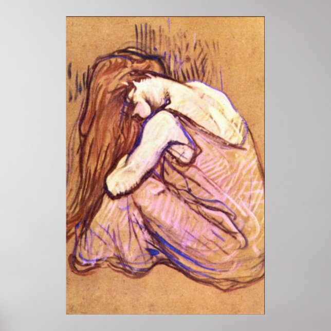 Woman Comving Hair av Toulouse-Lautrec Poster (Framsidan)