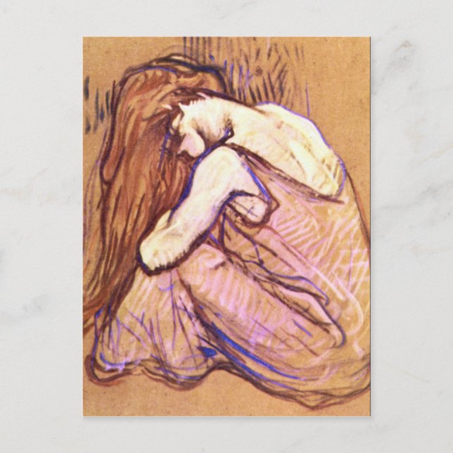 Woman Comving Hair av Toulouse-Lautrec Vykort (Framsida)