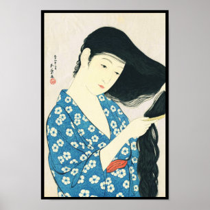 Woman Comving her Hair Hashiguchi Goyo Poster