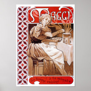 Woman Cooking, Alphonse Mucha Poster