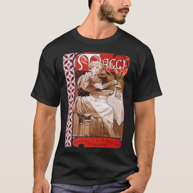 Woman Cooking, Alphonse Mucha T Shirt (Framsida)