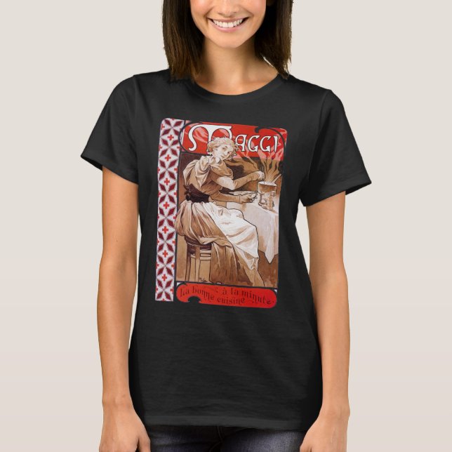 Woman Cooking, Alphonse Mucha T Shirt (Framsida)