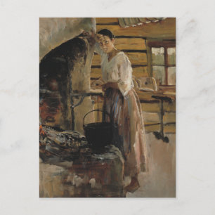 Woman Cooking Whitefish Vykort