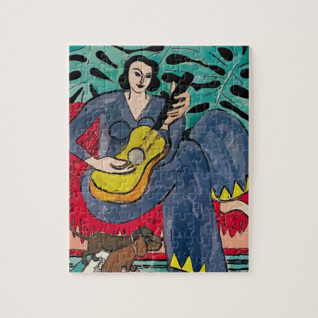 Woman, Dachshunds, Guitar Matisse styule Pussel (Vertikal)