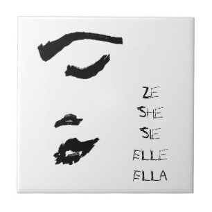 Woman Dam Ansikte Sketch Hon Ze Elle Ella Sie Kakelplatta