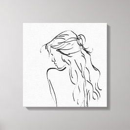 Woman Dam Girl Teckning Canvastryck
