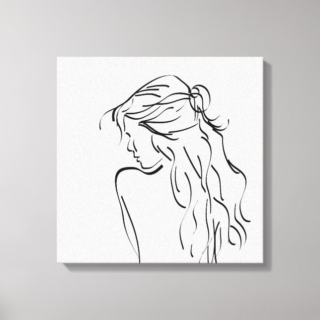 Woman Dam Girl Teckning Canvastryck (Framsida)