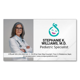 Woman Doktor Pediatrik Baby Logotyp Magnetiska Visitkort