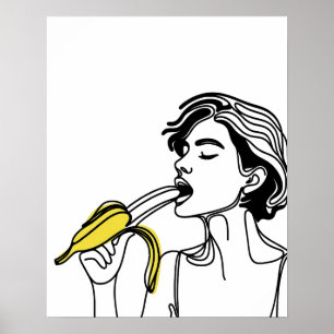Woman Eating Banana - konst Poster