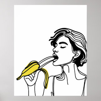 Woman Eating Banana - konst Poster