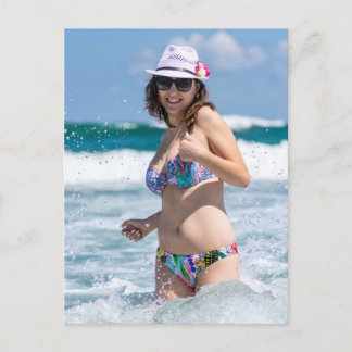 Woman Enjoying A Day At The Beach Helg Vykort