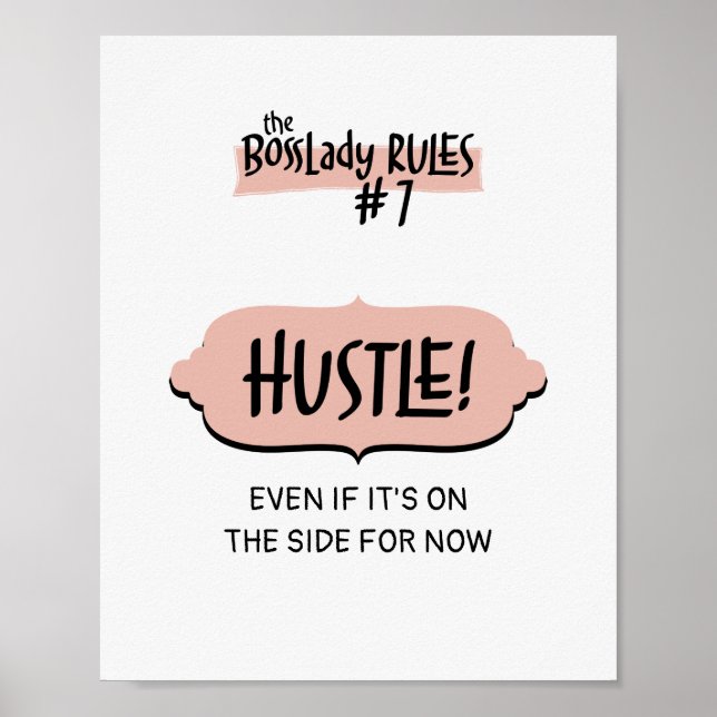 Woman Entrepreneur BossLady Rule #7 - Hustle! Poster (Framsidan)