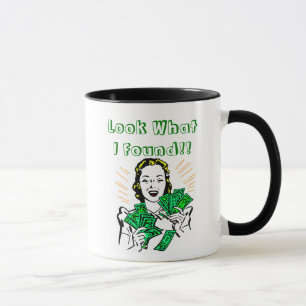Woman Finding Money Mugg