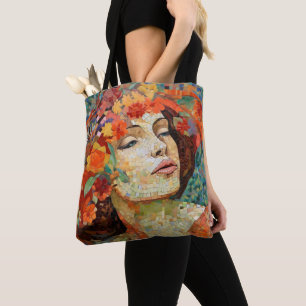 Woman Flower Krona Mosaic Tygkasse