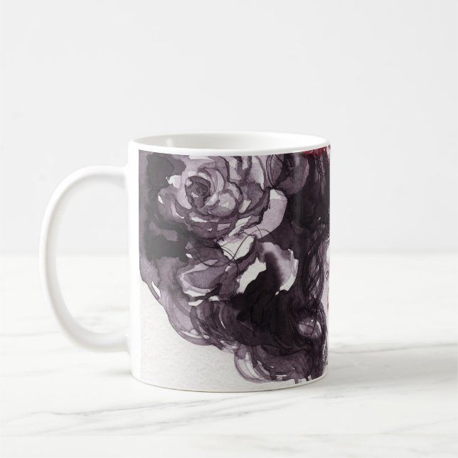 Woman Flowers, Mode Watercolor Background. Kaffemugg (Vänster)