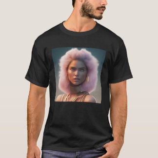 Woman Fluffy Lejon Mane Rosa Kung Fantasy Nature W T Shirt