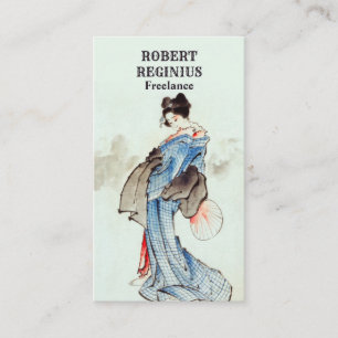 Woman Geisha China Art Visitkort