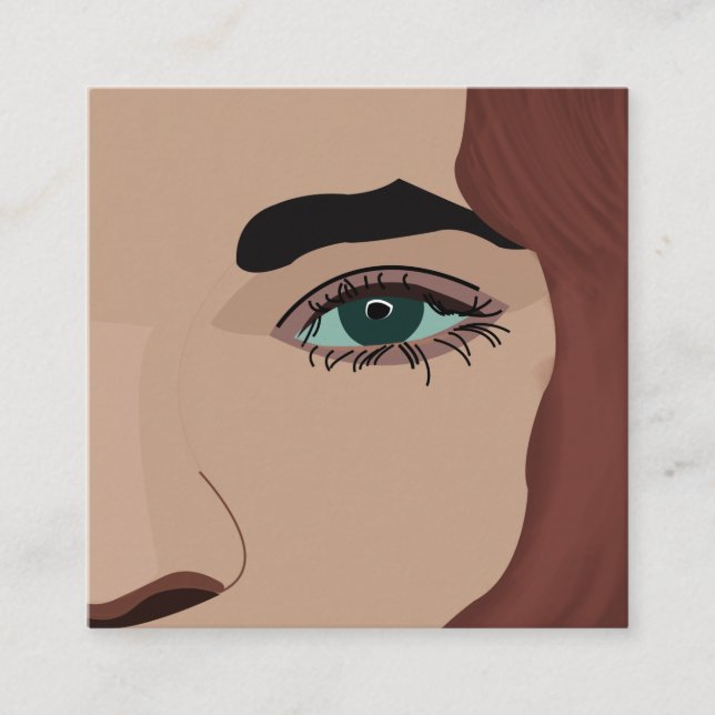 Woman Girl Ansikte Öga Makeup Artist Hair Stylist Fyrkantigt Visitkort (Framsida)