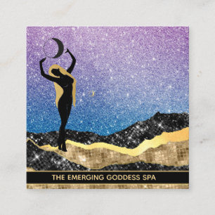 *~* Woman Goddess Ombre Måne Denim Blue Glitter Fyrkantigt Visitkort
