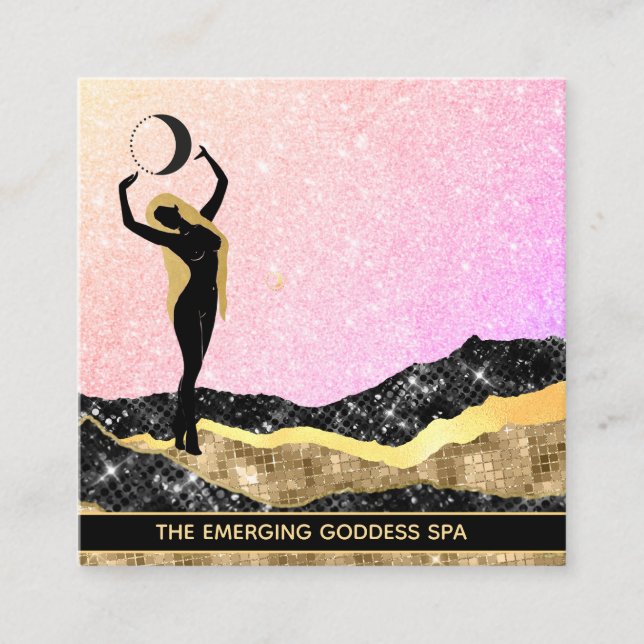 *~* Woman Goddess Ombre Pastel Rainbow Glitter  Fyrkantigt Visitkort (Framsida)