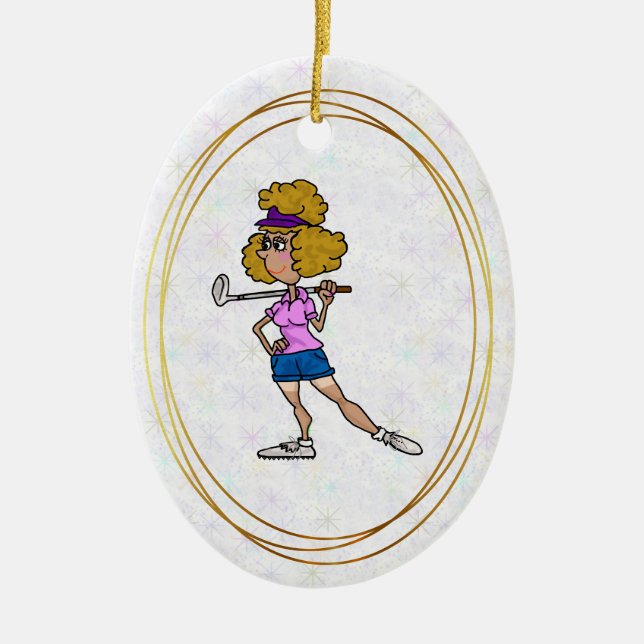 Woman Golf Diva jul Ornament (Framsidan)