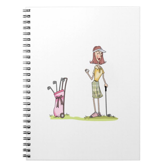 Woman Golfer Anteckningsbok Med Spiral (Framsidan)