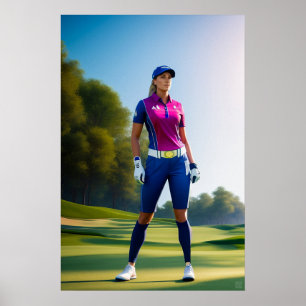 Woman Golfer - Canvas Art Skriv ut Poster