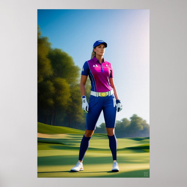 Woman Golfer - Canvas Art Skriv ut Poster (Framsidan)