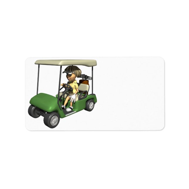 Woman Golfer Cart Adressetikett (Framsidan)
