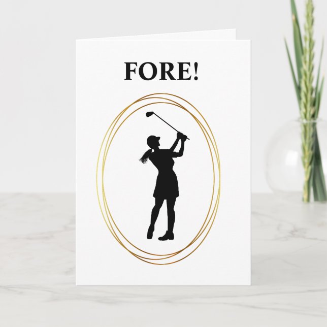 Woman Golfer Funny Birthday Card Kort (Framsida)