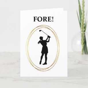 Woman Golfer Funny Birthday Card Kort