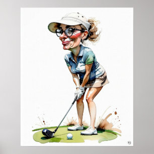 Woman Golfer - Golf Art Print Poster
