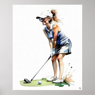Woman Golfer - Golf Art Print Poster