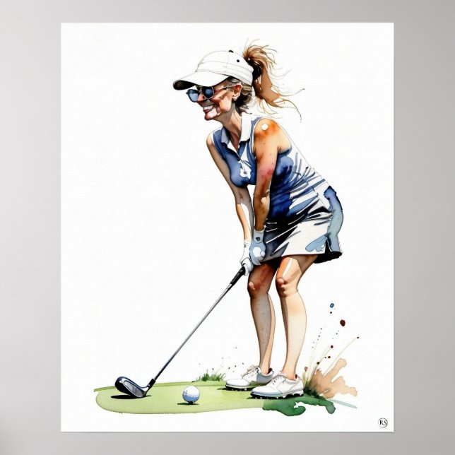 Woman Golfer - Golf Art Print Poster (Framsidan)