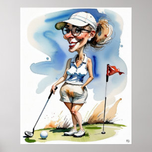 Woman Golfer - Golf Art Print Poster