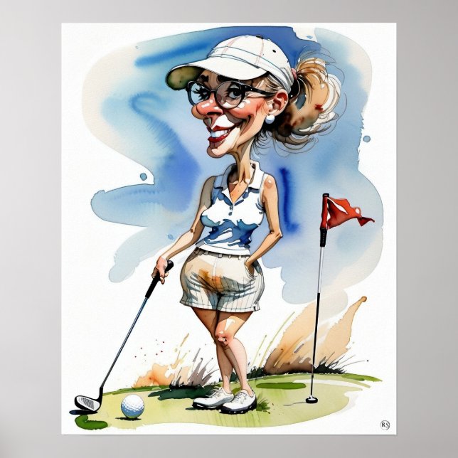 Woman Golfer - Golf Art Print Poster (Framsidan)