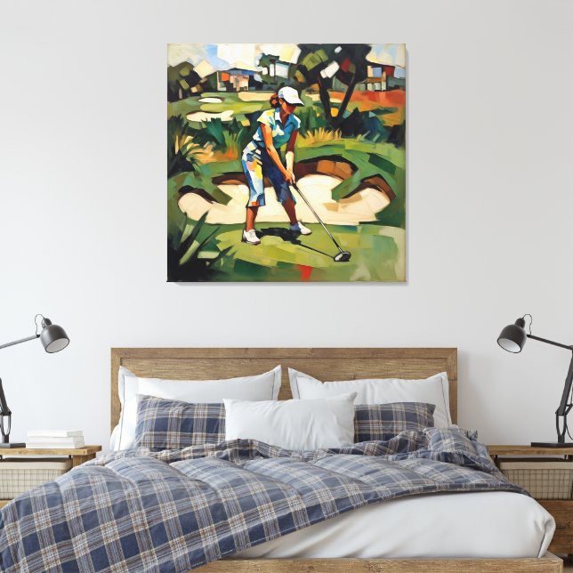 Woman Golfer - Golf Canvas Art Print (Insitu (sovrum))